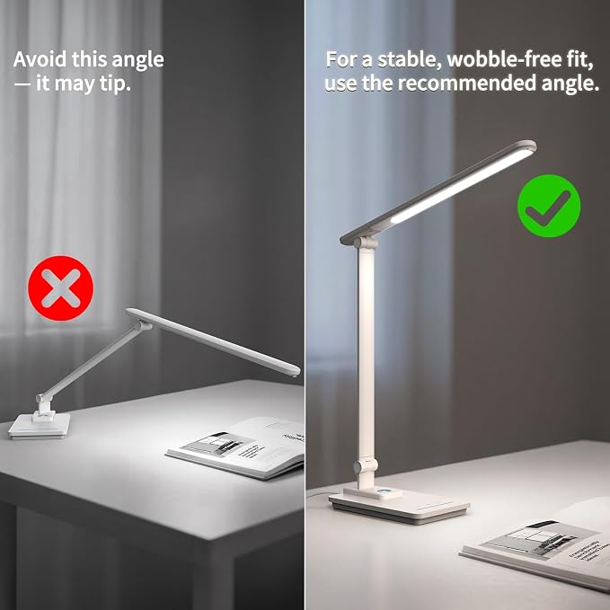 ELECTRI Desk Lamp for Home Office, Eye-Care Desk Light with Touch Control, 5 Color & Stepless Dimming, 360° Rotatable, Reading Lamp for Table Study Work Office Nail Craft Puzzle(with Adapter)