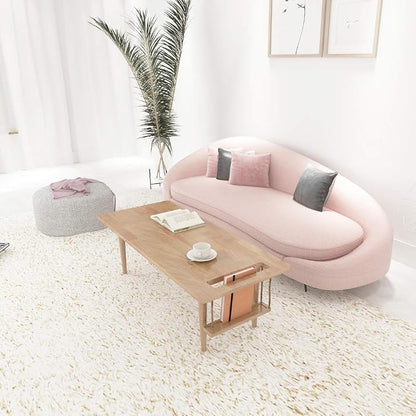 WoodShine Mid Century Modern Mini-Swing Wooden Coffee/Tea Table, Japanese Accent Floor Desk, Real Solid Wood Cafe Table with Storage for Home Living Room,Office, Length of 47.25 inches,Natural