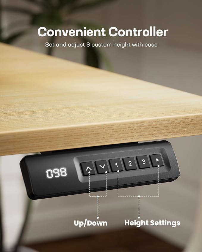 Marsail Electric Standing Desk, Adjustable Height Stand up Desk, 40 x 24 Inches Sit Stand Home Office Desk, Computer Desk, Maple