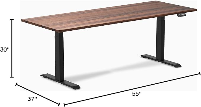 Desky Dual Hardwood Sit Stand Desk - 80x30 Electric Standing Desk - Dual Motor, 3 Stage Adjustable Height Desk - Solid Wood Standing Desk - Whole-Piece Top in Walnut Wood