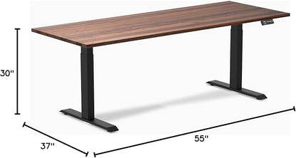 Desky Dual Hardwood Sit Stand Desk - 80x30 Electric Standing Desk - Dual Motor, 3 Stage Adjustable Height Desk - Solid Wood Standing Desk - Whole-Piece Top in Walnut Wood