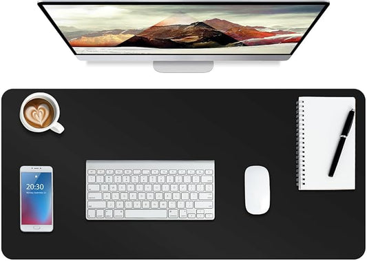 Boutilon Leather Desk Pad Protector,Non-Slip Mouse Pad,Laptop Desk Pad,Office Mouse Mat,Waterproof Leather Desk Blotter,Desk Writing Pad for Office and Home (XXL-Black,47.2"x 17")