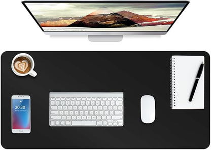 ‎Boutilon Leather Desk Pad Protector,Non-Slip Mouse Pad,Laptop Desk Pad,Office Mouse Mat,Waterproof Leather Desk Blotter,Desk Writing Pad for Office and Home,Laptop Blotter (M-Black,30"x14")