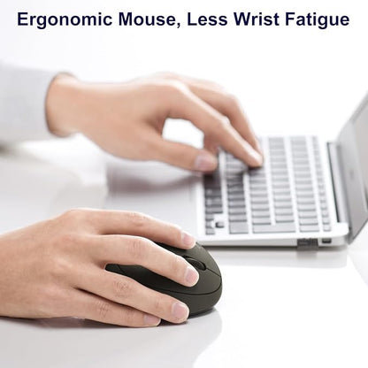 SANWA 2.4G Wireless Ergonomic Mouse, Optical Vertical Ergo Mice for Small Hands, Reduce Wrist Strain, 800/1200/1600 DPI, 5 Buttons, Compatible with MacBook, Laptop, Windows, Mac OS, Black