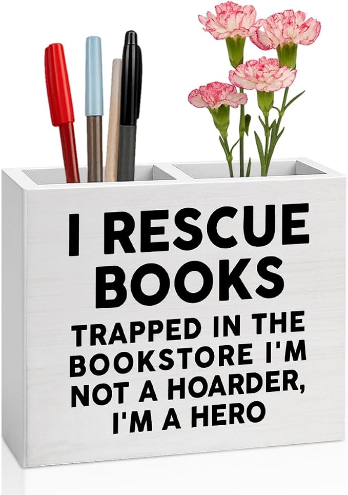 Book Gifts for Book Lovers Reader Writer Librarian book Wooden Pencil Holder desk decor for Library Office Christmas Birthday Holder2821