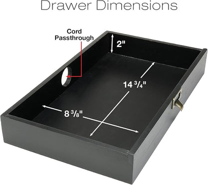 EXCELLO GLOBAL PRODUCTS Wooden Monitor Stand: Includes Drawer for Desktop Organization of Notebooks, Pens, Pencils & Office Supplies (Black)