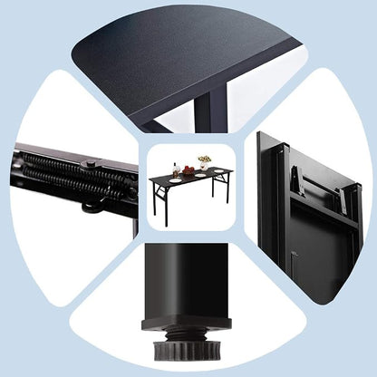 Need Home Office Desk - 62 Inches Large Computer Desk Sturdy Black Table Foldable Desk Gaming Computer Table No Assembly Required AC5CB 62inch