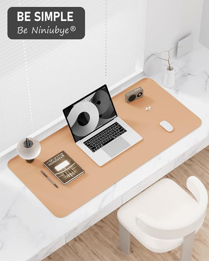 Desk Pad, 30" x 14" PU Leather Non-Slip Desk Mat Large Mouse Pad for Desktop, Waterproof Laptop Computer Writing Mat for Office, Home, Work, Gaming, Lead Yellow
