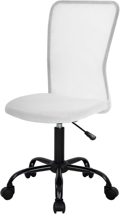 FDW Home Office Chair Mid Back Mesh Desk Chair Armless Computer Ergonomic Task Rolling Swivel Chair Back Support Adjustable Modern with Lumbar Support,White