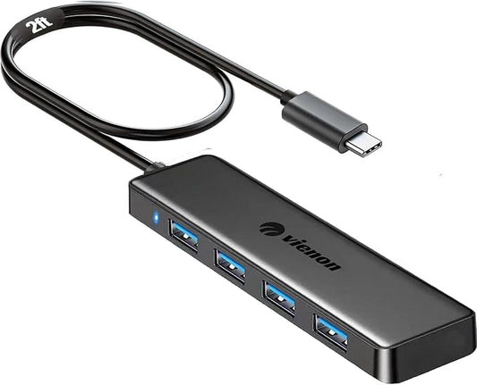 VIENON USB C Hub with 4 USB 3.0 Female Ports, USB C Splitter USB Extender for C Port Laptop, iMac Pro, MacBook, iPad Pro, Dell, Acer, HP, ASUS, Printer, Camera,Keyborad, Mouse etc-2ft