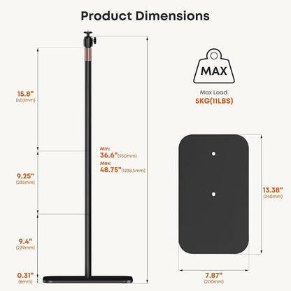 PUTORSEN Universal Projector Stand, Height Adjustable Floor Stand | 360° Rotating Ball Head, 1/4" Screw, Heavy-Duty Carbon Steel Base, For Projectors, Cameras & Webcams
