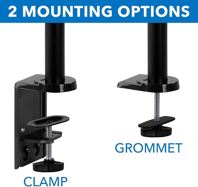 Mount-It! Single Monitor Arm Desk Mount with Gas Spring, Height Adjustable Monitor Stand for 13–32 Inch Screens up to 17.6 lbs, VESA 75x75 & 100x100, Clamp & Grommet