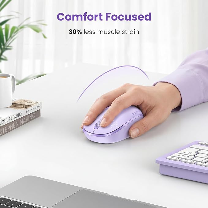 TECKNET Wireless Mouse,Bluetooth Mouse (BT5.3/5.0 & 2.4G) with USB Receiver Silent Optical Computer Mice，Wide Compatibility