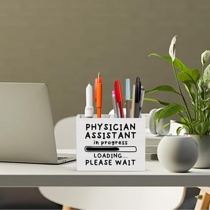 Physician Assistant Office Decor Physician Assistant in Progress Office Decoration PA School Gifts for Women Men Wooden Pencil Holder, Medical Student Gifts Desk Decor
