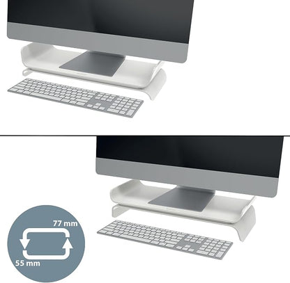 Leitz Ergo 65040085 Adjustable Monitor Stand with 2 Height Settings, 20.8 x 11.2 x 48.3 cm, Light Grey