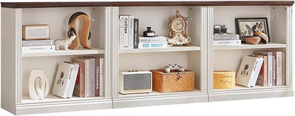 RWYHG 30" White Bookshelf Set of 3,2-Tier Thick Wood Book Shelf with Adjustable Shelve,Free Standing Farmhouse Bookcase with Open Display Storage,Floor Vintage Bookshelves for Living Room,Office