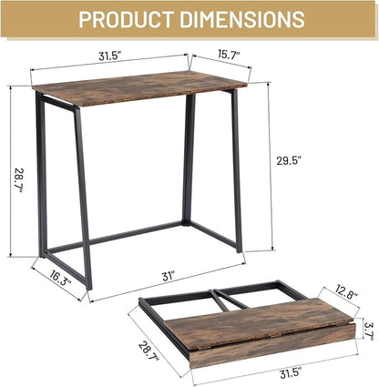 COZYCASA Folding Desk, 32 in Folding Writing Computer Desk for Teens Students, Small Desk for Home Office, Modern Simple Study PC Laptop Workstation, Easy Assembly Needed, Vintage
