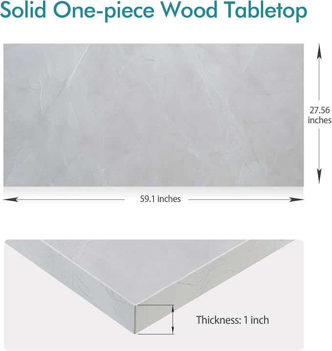 Kaboon 60x28 inches Tabletop, Solid One-Piece Desktop for Sit Stand Desk, Double Desks, L Desk DIY,Wood Countertop Home or Commercial Use,1 inch Thick, White Rock, 27.56" D x 59.1" W