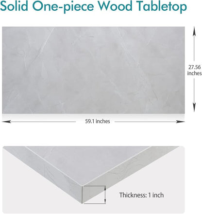 Kaboon 60x28 inches Tabletop, Solid One-Piece Desktop for Sit Stand Desk, Double Desks, L Desk DIY,Wood Countertop Home or Commercial Use,1 inch Thick, White Rock, 27.56" D x 59.1" W