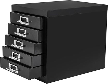 Office Storage Cabinet - File Cabinet Mini 5 Tier Metal File Organizer Document Organizer, for Home, Office, Desk (Black)