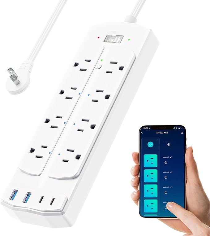 2 Prong Smart Power Strip, Yozisital 2 Prong to 3 Prong Outlet Adapter, 5FT Flat Plug Extension Cord with 8 Outlets 4 USB Ports for Home Office.