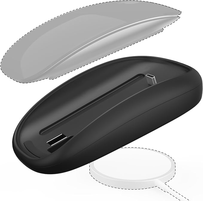 TATOFY Mouse Charger Compatible with Magic Mouse 2 (USB-C) Grip with Wireless Charging Support, Ergonomic Base (Black)
