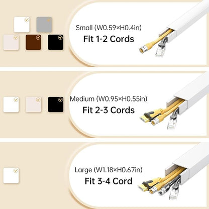 Delamu Cord Hider Wall, 85in Cord Covers for 3-4 Wires on Wall, Cable Hider Wire Hiders Wire Covers for TV Cords on Wall, Easy Mount Cable Cover Management Kit to Hide TV Wires, W1.18 H0.67in, White