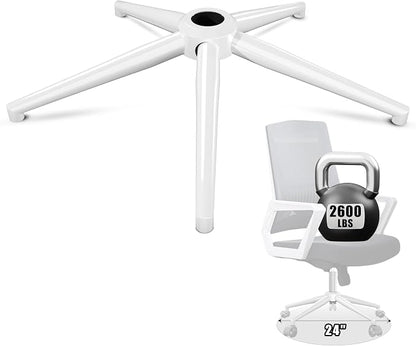 Sytopia 24'' (60 cm) Swivel Chair Base Replacement, Heavy Duty Metal Base (2600 lbs), Fits Most Office Chairs, Compatible with Universal Casters and Gas Cylinders, Shell White