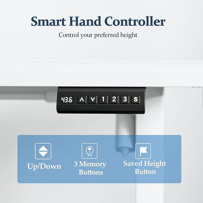 Klicelor L Shaped Standing Desk 59 x 48 Inch, Electric Height Adjustable Corner Desk for Home Office Workstation, Ergonomic Sit Stand Computer Table with Memory Controller, White