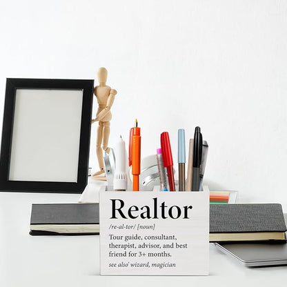 Realtor Gifts Real Estate Agent Gifts Supplies Realtor Wooden Pencil Holder desk decor for Office Home Christmas Birthday Holder2826