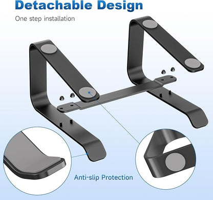 suptek Aluminum Laptop Stand,Ergonomic Detachable Computer Laptop Stand for Desk, Metal Computer Riser, Notebook Riser Heavy Stable PC Holder for 10-16" Laptops Notebook Computer, Black