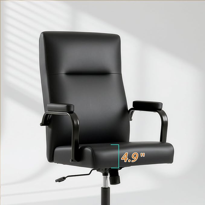 Office Desk Chair,Leather Conference Room Chairs with Wheels,Modern High Back Executive Office Chair with Memory Foam,Ergonomic Swivel Computer Chair for Home Office,Black