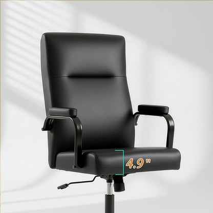 Office Desk Chair,Leather Conference Room Chairs with Wheels,Modern High Back Executive Office Chair with Memory Foam,Ergonomic Swivel Computer Chair for Home Office,Black