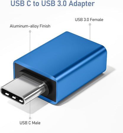 Basesailor USB C to USB Adapter 3Pack,USBC Male to USBA 3.0 Female OTG Adapter,Type C Thunderbolt 5 4 3 Converter for iPhone 17 17e 16 Max,MacBook Pro Air,Mac,iPad,Microsoft Surface,Samsung Galaxy S26