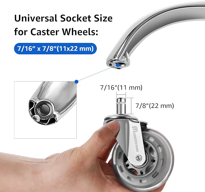 Mastery Mart Office Chair Base Replacement, 28 Inch Heavy Duty(2500 Lbs) Metal Leg, Reinforced to Repair Swivel Gaming Chair Bottom Part with Universal Caster and Gas Cylinder Size (Silver)