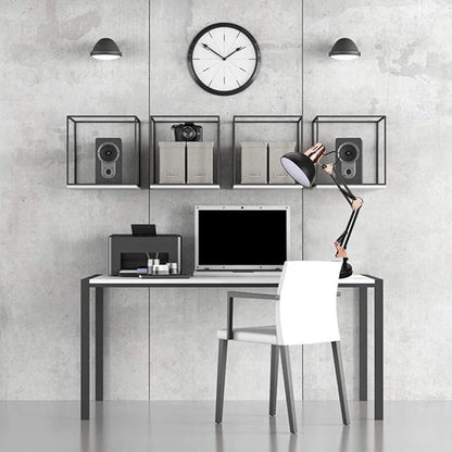 PowerKing Metal Swing Arm Desk Lamps, Adjustable and Flexible, Feading with Base and Clip 2-in-1 Function, Fit E26&E27 Bulbs Base, Application in Bedroom Living Room, Office Home (Black+Rose Gold)