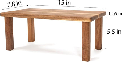 Acacia Wooden Desktop Organizer Shelf Kitchen Cabinet and Counter Riser Display Shelf for Top of Desk Home Office Bathroom Coffee Table Display Stand