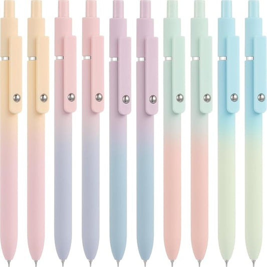 Vanhench 10Pcs Gel Pens, Black Ink Cute Pens for Trendy Stuff, Happy Birthday Gift Basket, Aesthetic Office Supplies (10PCS Gradient)