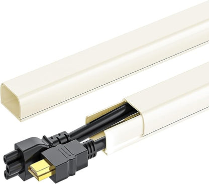 Yecaye 142in Wall Cord Hider for 2-3 Cords, On-Wall Cord Cover Channel, Cable Concealer, Cable Cover Cords Management for Home Office, W0.94in H0.47in, Beige