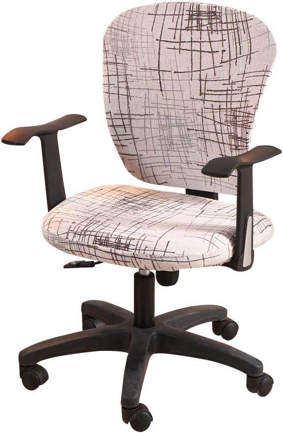 Jinzio Computer Office Chair Cover - Split Protective & Stretchable Cloth Polyester Universal Desk Task Chair Chair Covers Stretch Rotating Chair Slipcover, Misty Grey