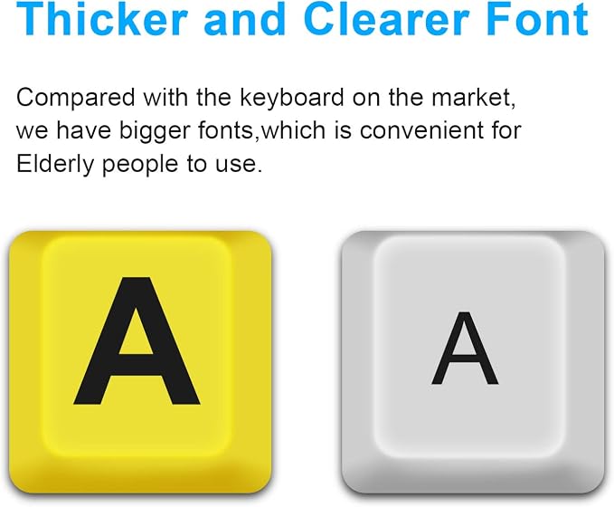 BOOGIIO Large Print Computer Keyboard, Wired USB High Contrast Keyboard with Oversized Print Letters for Visually Impaired Low Vision Individuals (Yellow+Black)