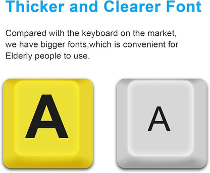 BOOGIIO Large Print Computer Keyboard, Wired USB High Contrast Keyboard with Oversized Print Letters for Visually Impaired Low Vision Individuals (Yellow+Black)