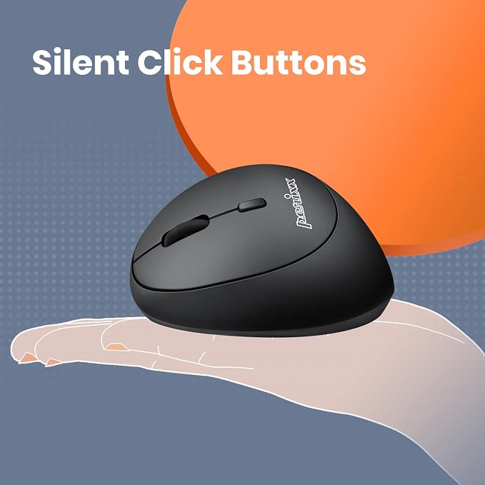 Perixx Perimice-719L, Left Handed Wireless Vertical Mouse, Portable Size for Laptops Computer, 3 Level DPI (Pack of 2)