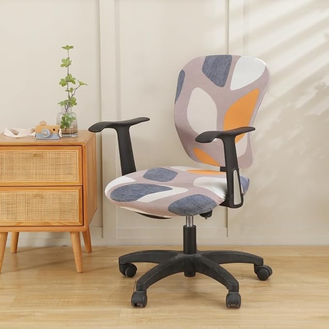 Jinzio Computer Office Chair Cover - Split Protective & Stretchable Cloth Polyester Universal Desk Task Chair Chair Covers Stretch Rotating Chair Slipcover (Orange Grey)
