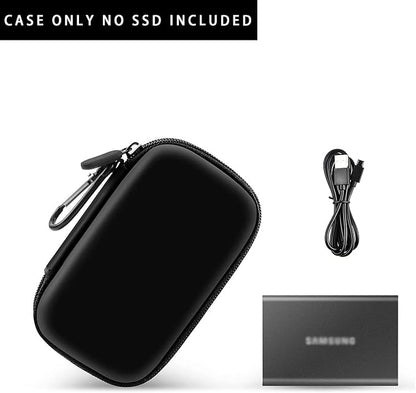 Case Compatible with Samsung T7/ T7 Touch Portable SSD 1TB 2TB 500GB USB 3.2 External Solid State Drive, Travel Carrying Storage Organizer Fits for USB Cables and More Accessories (Black)