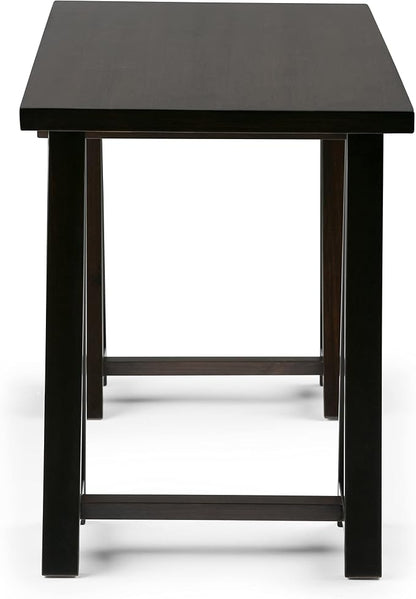 SIMPLIHOME Sawhorse Desk - 60 Inch Wide Solid Wood Writing Desk in Dark Chestnut Brown, Modern Industrial Home Office Computer Table for Workspace with Sawhorse Base and Integrated Keyboard Tray