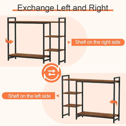 Snughome Adjustable Desk Shelf with Monitor Stand, 38.6" Desktop Organizer Hutch, Height Adjustable Computer Monitor Riser & 4 Tier Storage Bookshelf for Home Office Dorm