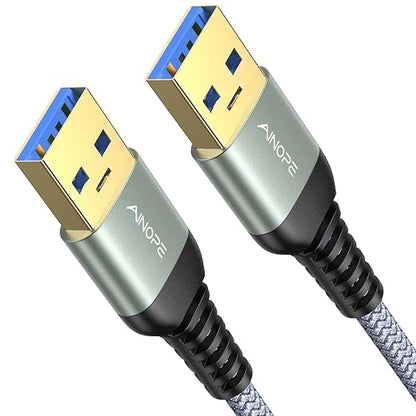 AINOPE USB to USB Cable, 3.3FT*1Pack USB 3.0 A to A Male to Male Cable [Never Rupture] Double End Type A Cord for Data Transfer, Compatible with Hard Drive Enclosures, Laptop Cooler, KVM, DVD Player