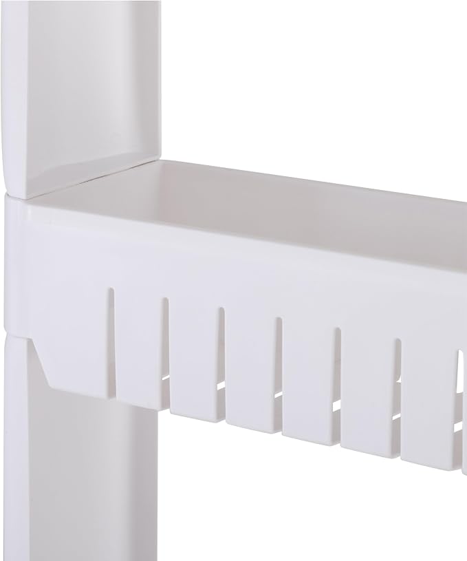 Simplify 3 Tier Slim Slide Out Storage Cart | Multi-Purpose Organization | Rolling | Wheels | Small Space | Laundry Room | Kitchen | Bathroom | Office | White