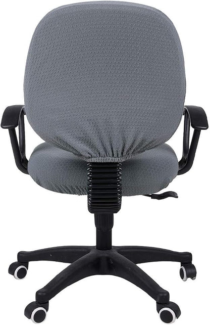 Smiry Stretch Jacquard Office Computer Chair Covers, Removable Washable Universal Desk Rotating Chair Slipcovers Protector, Seat + Backrest Cover, Grey